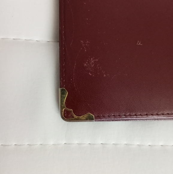 Cartier Bordeaux Leather Checkbook Long Wallet with gold accents - Picture 3 of 12